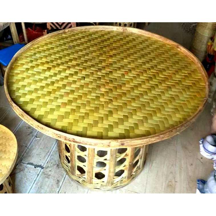 A10艺L宏桌新款傣BSZ族竹编圆桌 方子手工编织饭桌茶具工德品摆件