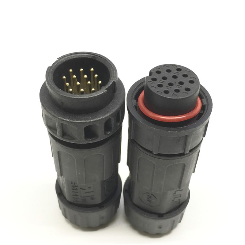 LLT利路通M19-14芯公母对接防水连接器快卡式焊线仪器多芯连接器