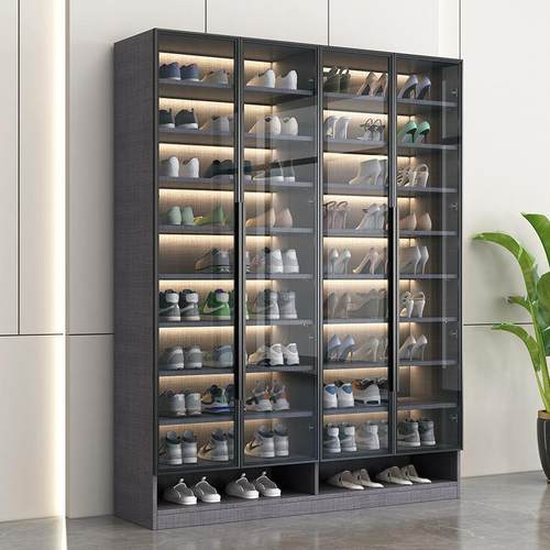 大鞋柜玻ZDA璃家用门口容量玄关门柜现代简约一体靠墙多阳台储物