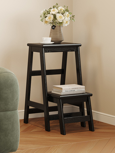 实木梯凳家用小梯子多功能创意穿鞋凳厨房客厅两用登高阶梯凳高登