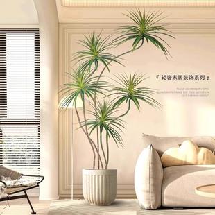 饰摆件 客厅落地摆件电视柜旁高端轻奢仿真千年木入户玄关龙血树装