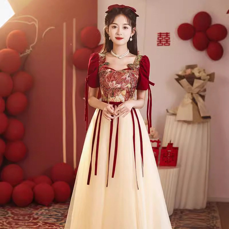 2026新款大码敬酒服新娘加肥显瘦遮肚胖mm0斤结婚订婚宴会礼服