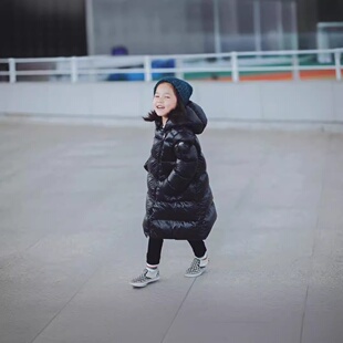 2025新款秋冬儿童长款鹅绒加厚软乎乎保暖斜拉链羽绒服含