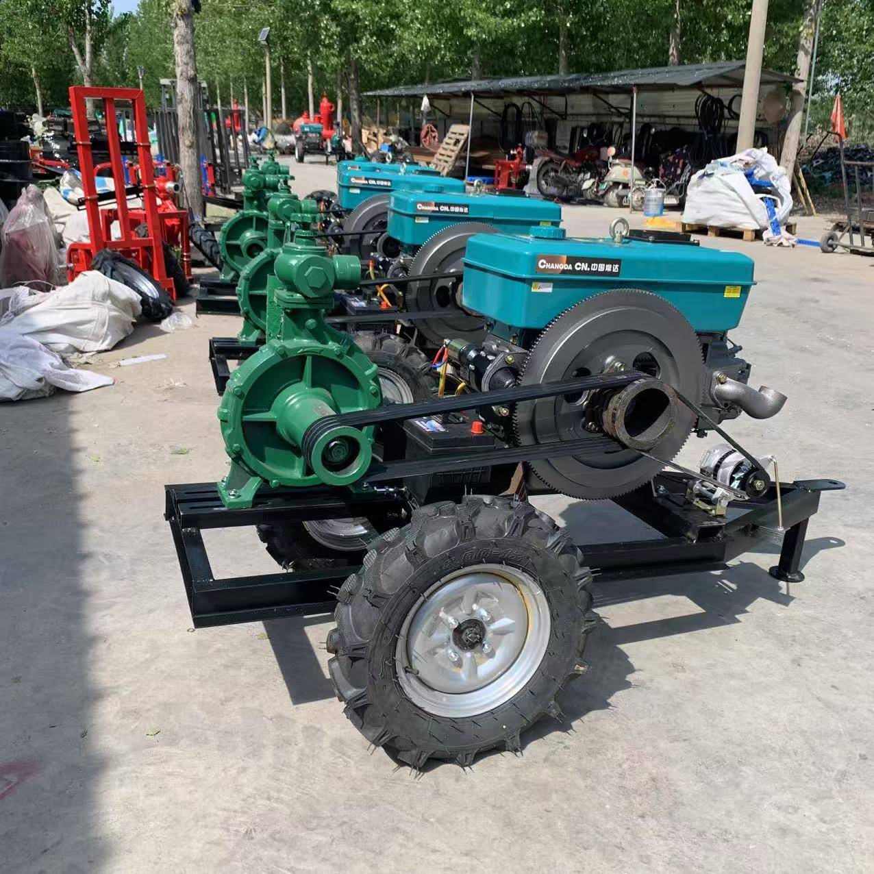 柴油拖车电启动高压泵农田抗旱多功能抽水机带转盘机浇地喷灌机