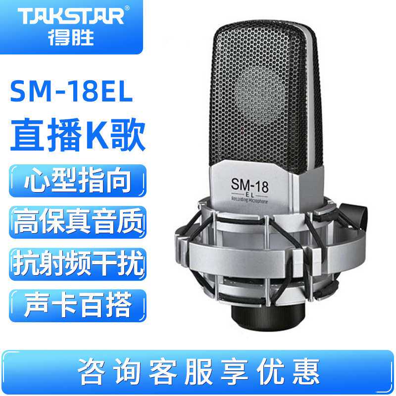 得胜SM-18EL电容麦克风K歌直播专业设备套装电脑话筒声卡全套