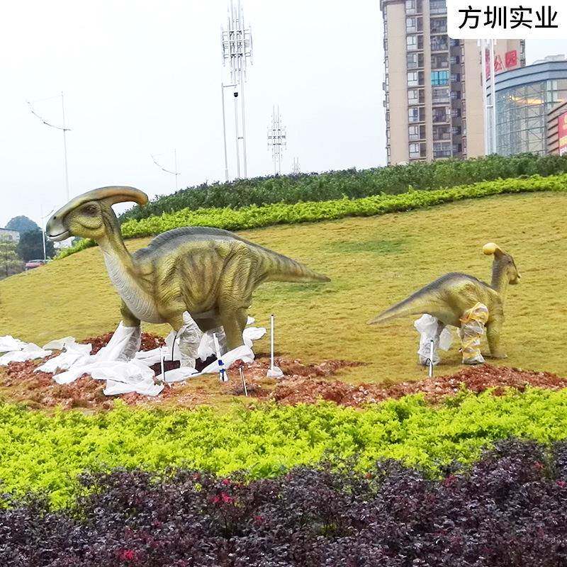 方圳玻璃钢恐龙主题公园雕塑户外景观大型仿真动物商业美陈制作