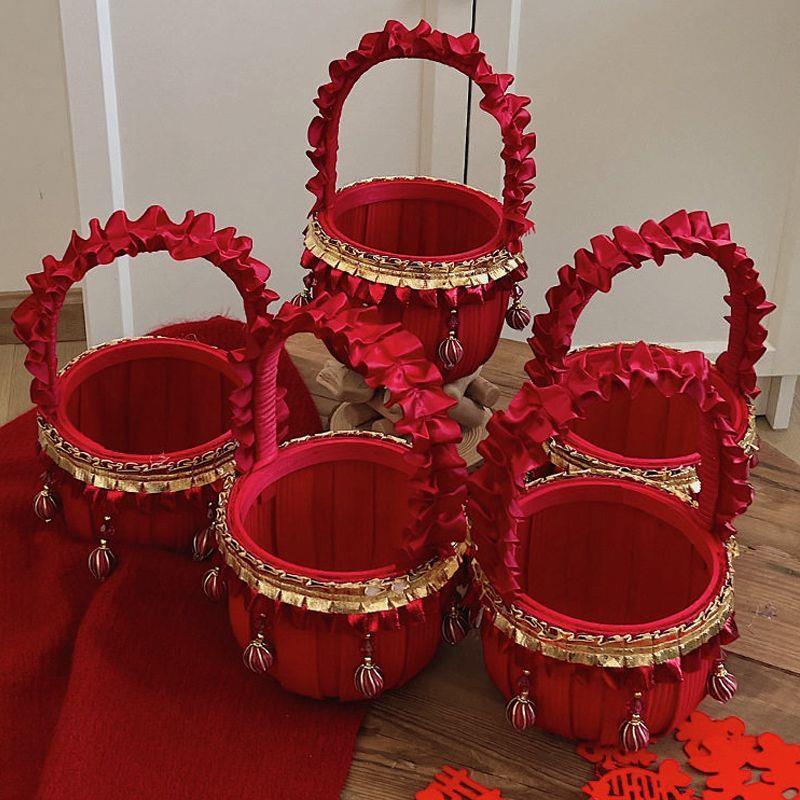 早生贵子篮结婚篮婚床摆件男女方床上摆件卧室床上摆件撒花花篮