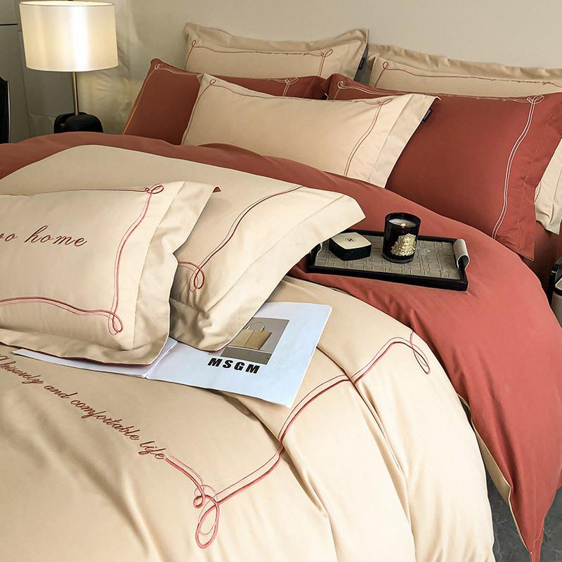 轻奢风A类磨毛四件套全棉纯棉180支长绒棉保暖床单被套床上用品4