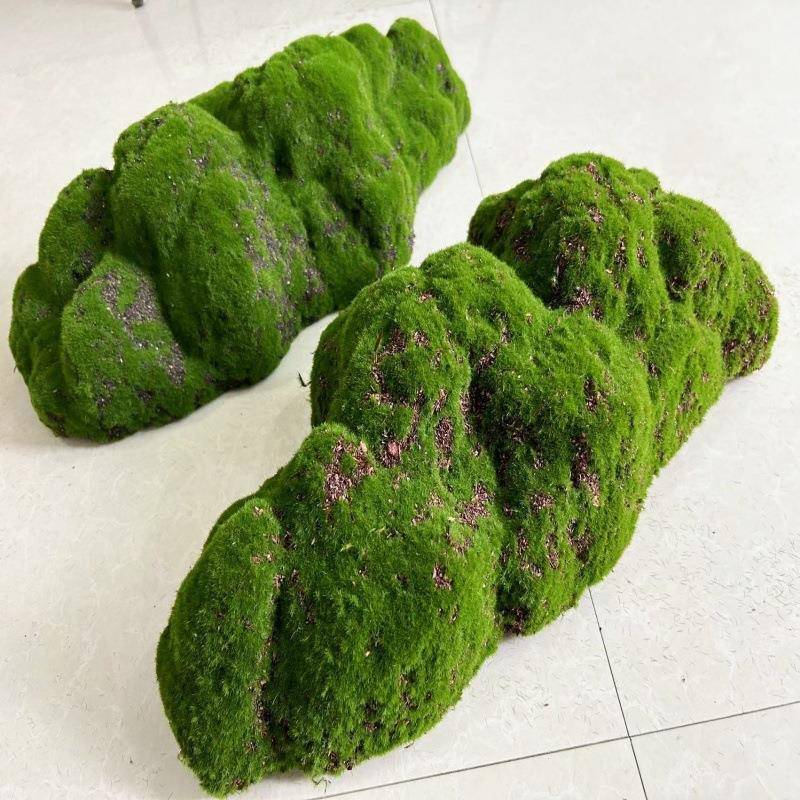 工艺装饰品植绒毛苔藓石头绿植植物墙青苔块插花材料门头仿真花