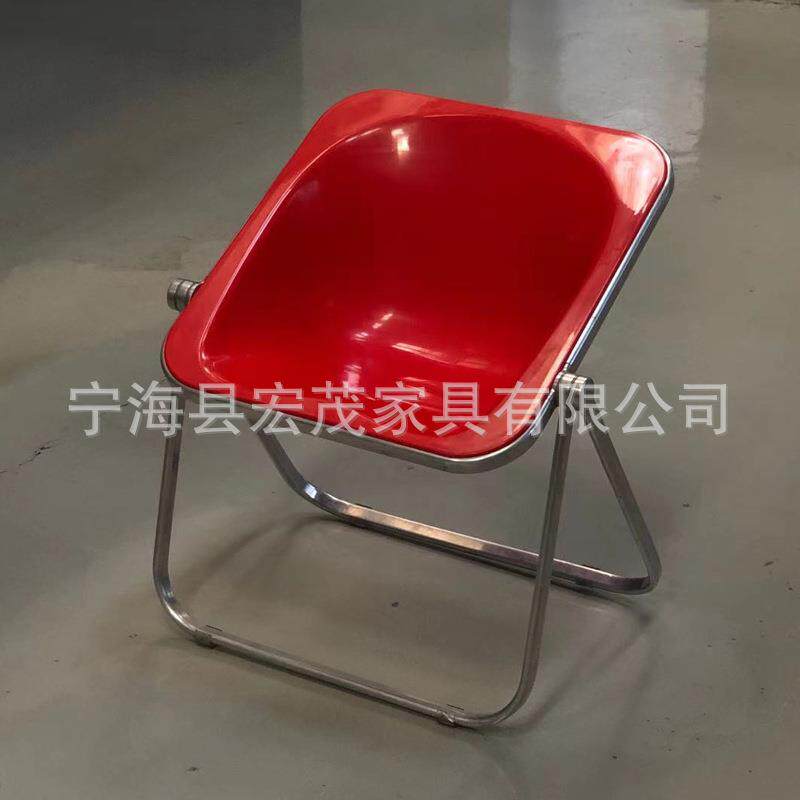 简约塑料靠背网红凳子化妆椅中古亚克力椅子北欧折叠餐椅沙发椅