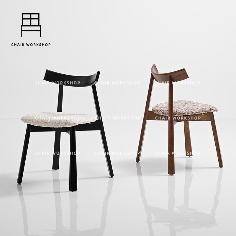 中古实木餐椅白蜡木家用2025新款椅子轻奢棉麻布艺设计师船桨椅