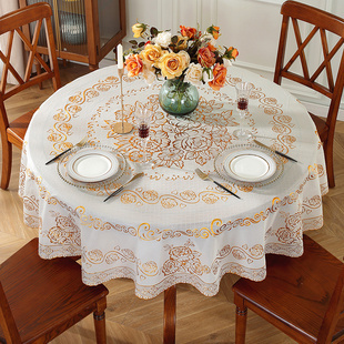 圆桌布防水防油免洗高级感酒店饭店餐厅大圆台布宴会餐桌垫布圆形