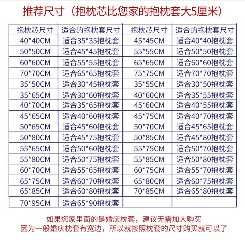 抱枕芯沙发靠垫芯舒适纯色内胆芯45 50 55 60 65正方形不塌陷芯子