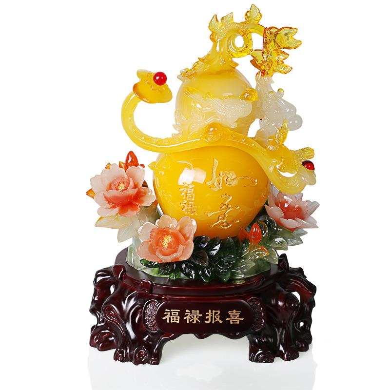 树脂工艺品葫芦摆件仿玉大号开业乔迁送礼家居客厅摆设品工厂