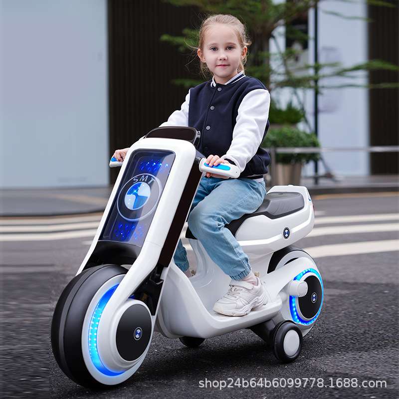 萨玛特儿童电动摩拖车可做双人男女宝宝三轮车充电小孩大号玩具车