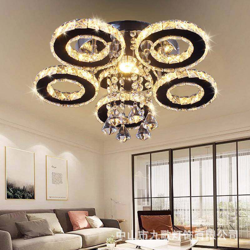 热卖晶吸顶灯LED客厅灯圆形现代简约大气过道创意水晶吸顶灯