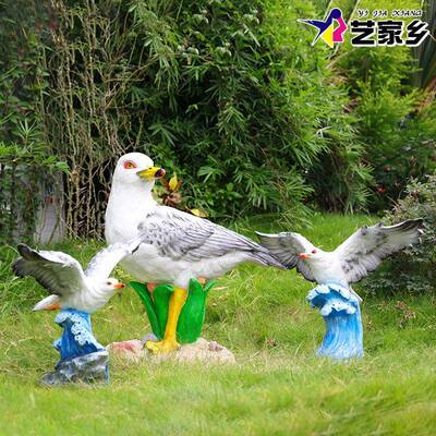 户外园林景观雕塑售楼部小区水池喷泉装饰品仿真海鸥动物鸟类摆件