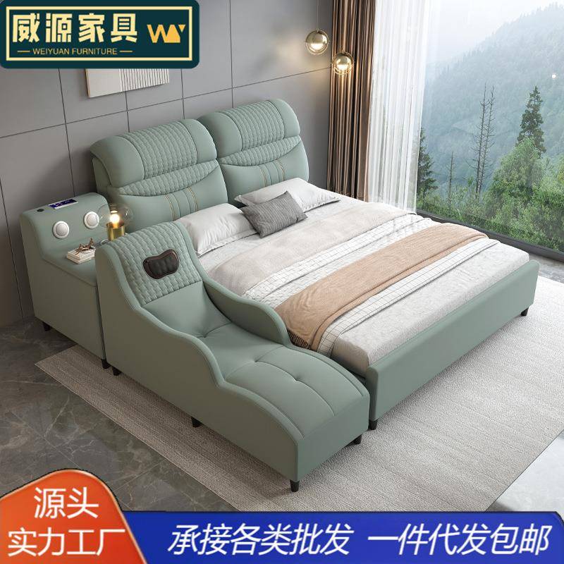 轻奢科技布床榻榻米床现代简约1.8m双人床休闲多功能按摩主卧大床