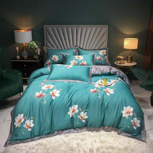 新款春夏高端100支印花莱赛尔纤维四件套直销夏季夏被四件套