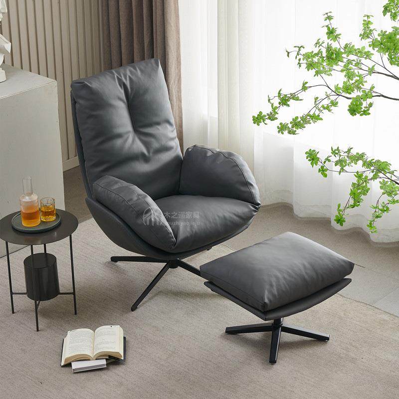 极简单人旋转单人沙发椅真皮客厅网红单椅休闲轻奢老虎椅现代简约
