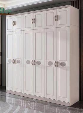 白色实木衣柜现代简约加顶组合对开门主卧室家用轻奢储物柜大衣橱