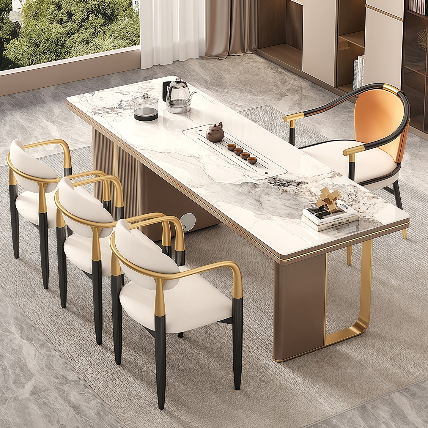 2025新款轻奢岩板高级感功夫茶桌