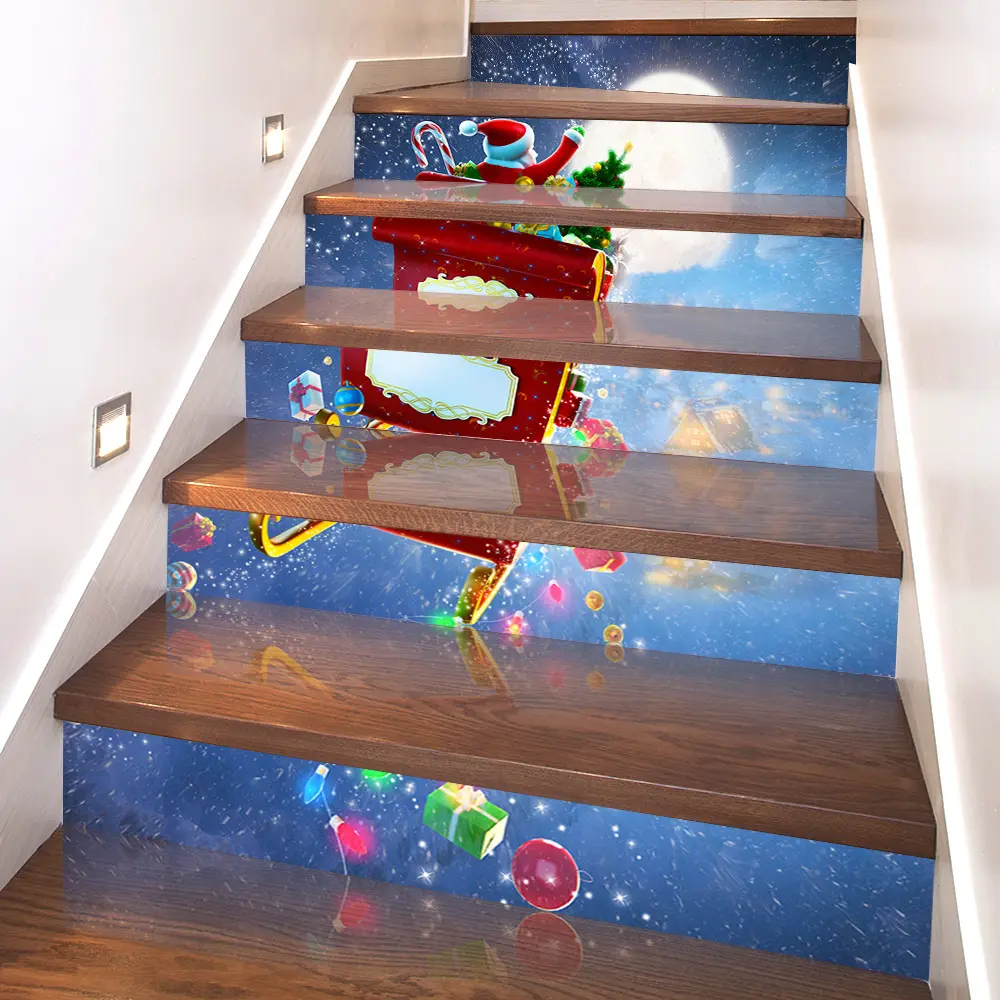 sp-t156 圣诞节创意3d楼梯贴圣诞老人台阶装饰贴纸翻新遮瑕墙贴