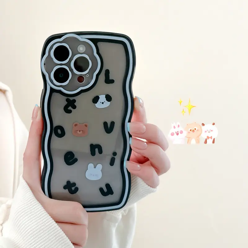 知泰适用iphone13pro14promax卡通11保护套12花孔波浪