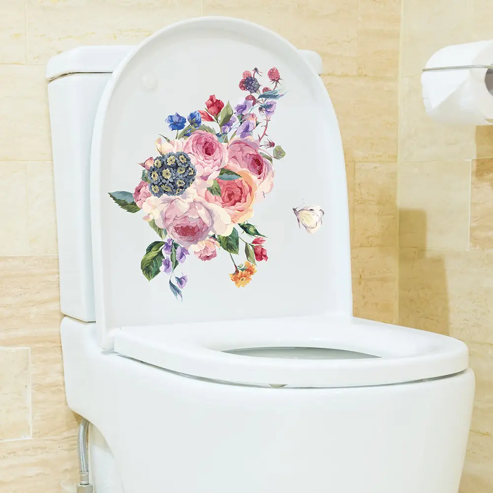 尚易spz-s0548创意花朵马桶装饰墙贴pv浴室直采马桶贴纸