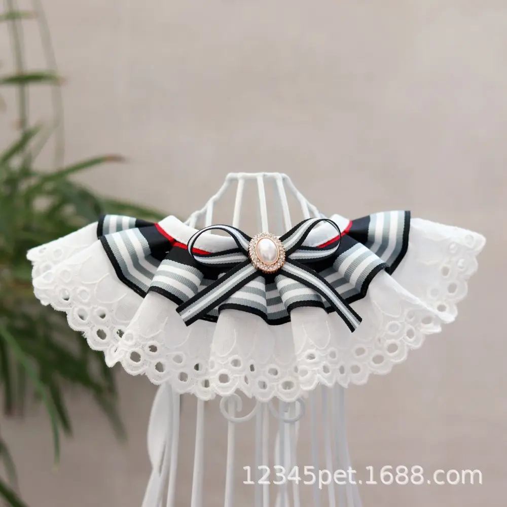 猫咪狗狗口水巾可爱蕾丝围渐层蓝咪结宠物项圈