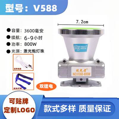 充电led头灯野外强光头灯长续航锂电钓鱼灯户外激光炮头戴式头灯