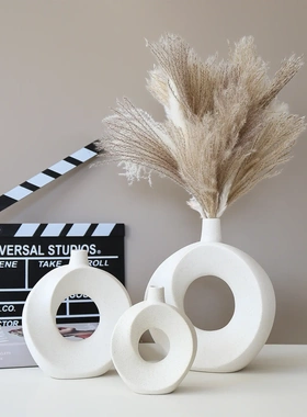 新型甜甜圈花瓶摆件家居设计装饰品庭院创意礼品摆件装饰花瓶