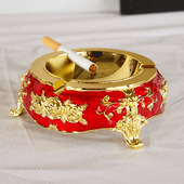 特价 金属镀彩大气烟灰缸模型金属工艺家居客厅茶室圆形带钻烟灰缸