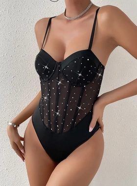 欧美独立站热销ins闪光亮片修身性感高级吊带连体裤60646