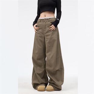 情侣弯刀裤 子女美拉德棕色牛仔裤 潮 高街慵懒松弛感裤 ONLPP美式