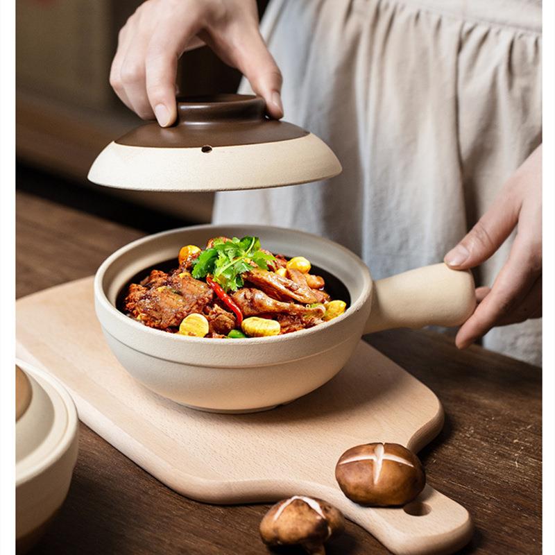 广东老式啫啫煲锅传统陶土无釉煲仔饭土砂锅家用单手柄小沙煲商用