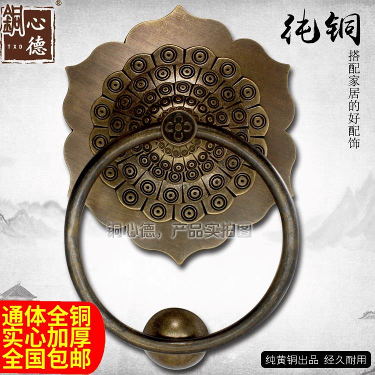 宴福中式仿古大门拉手防盗老木门扣铜把手虎头狮子头兽头门环装饰