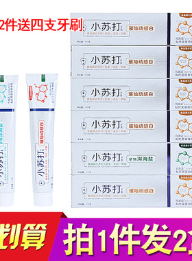 小苏打牙膏110g*2只装海盐去口臭黄牙烟渍洁白清新口气健齿白牙膏