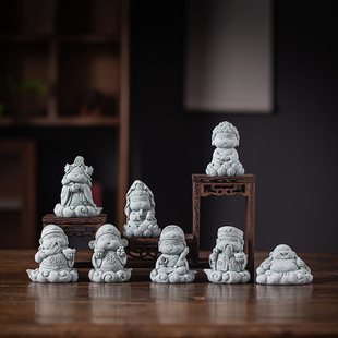 国潮逍遥小神仙茶宠摆件盆栽鱼缸造景禅意如来观音佛像桌面装饰品