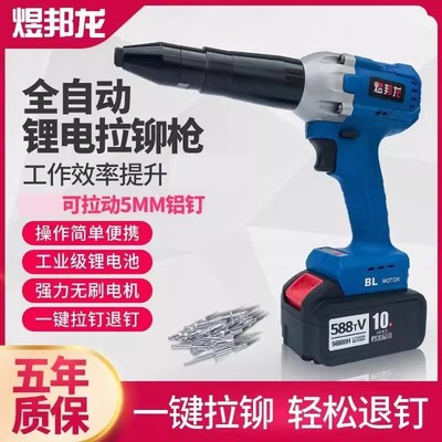 电动拉钉铆枪抽芯铆钉枪拉铆枪柳冒卯钉抢全自动螺母枪锂电拉丁枪