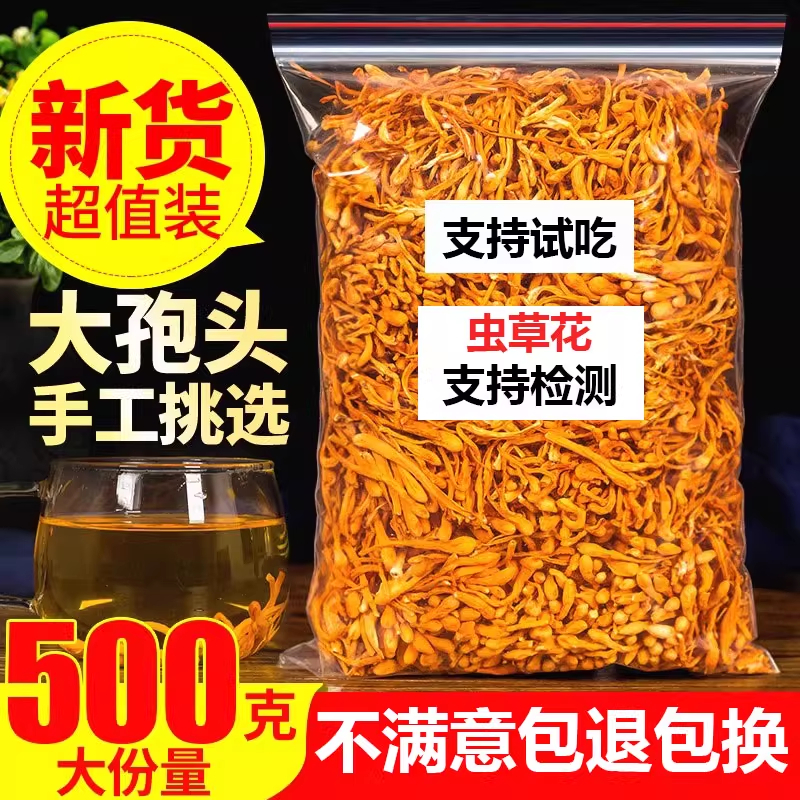当季虫草花嫩干货精选孢子头新鲜北虫草北金蛹虫草煲汤精品散装