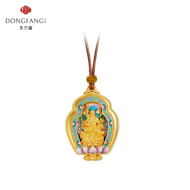 足银999鎏金珐琅吊坠不动明王