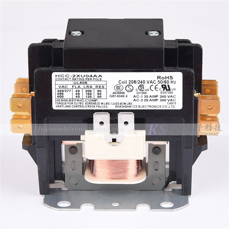 208V-240V 40A HCC-2XU04AA 双极两极暖通空调炸锅热泵交流接触器