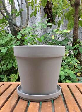 仿水泥红陶花盆多肉绿植花器北欧工业水泥灰陶土透气花盆配带托盘