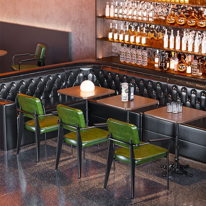 美式复古酒吧清吧桌椅组合餐饮西餐咖啡厅酒馆工业风卡座沙发定制