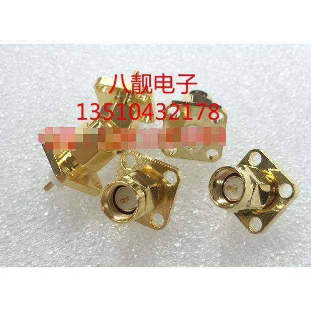 RF射频插头SMA-JF4孔法兰安装面板同轴连接器