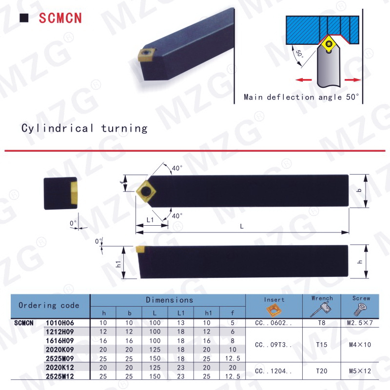 MZG数控车床外圆倒角刀杆SCMCN 1010H06 1212H09 1616H09 2020K12