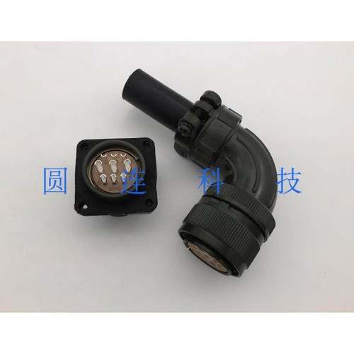 航空插头插座 5015美军标 MS20-18S弯 9芯 螺纹式 伺服电机连接器