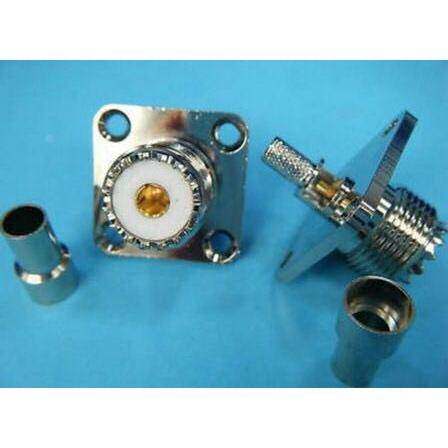 UHF-KF-3 射频连接器 UHF母座 压接50-3线 带法兰大方板25*25mm