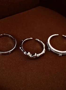 高级感锆石爱心开口戒指简约个性时尚百搭食指戒冷淡风手饰女